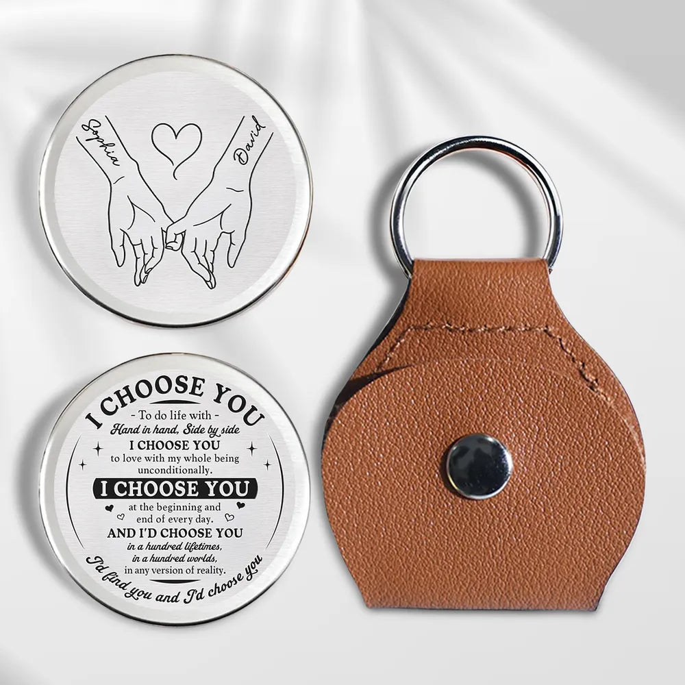 Personalized Pocket Hug, I Choose You Token With Holding Hands, Unique Romantic Gift For Partner