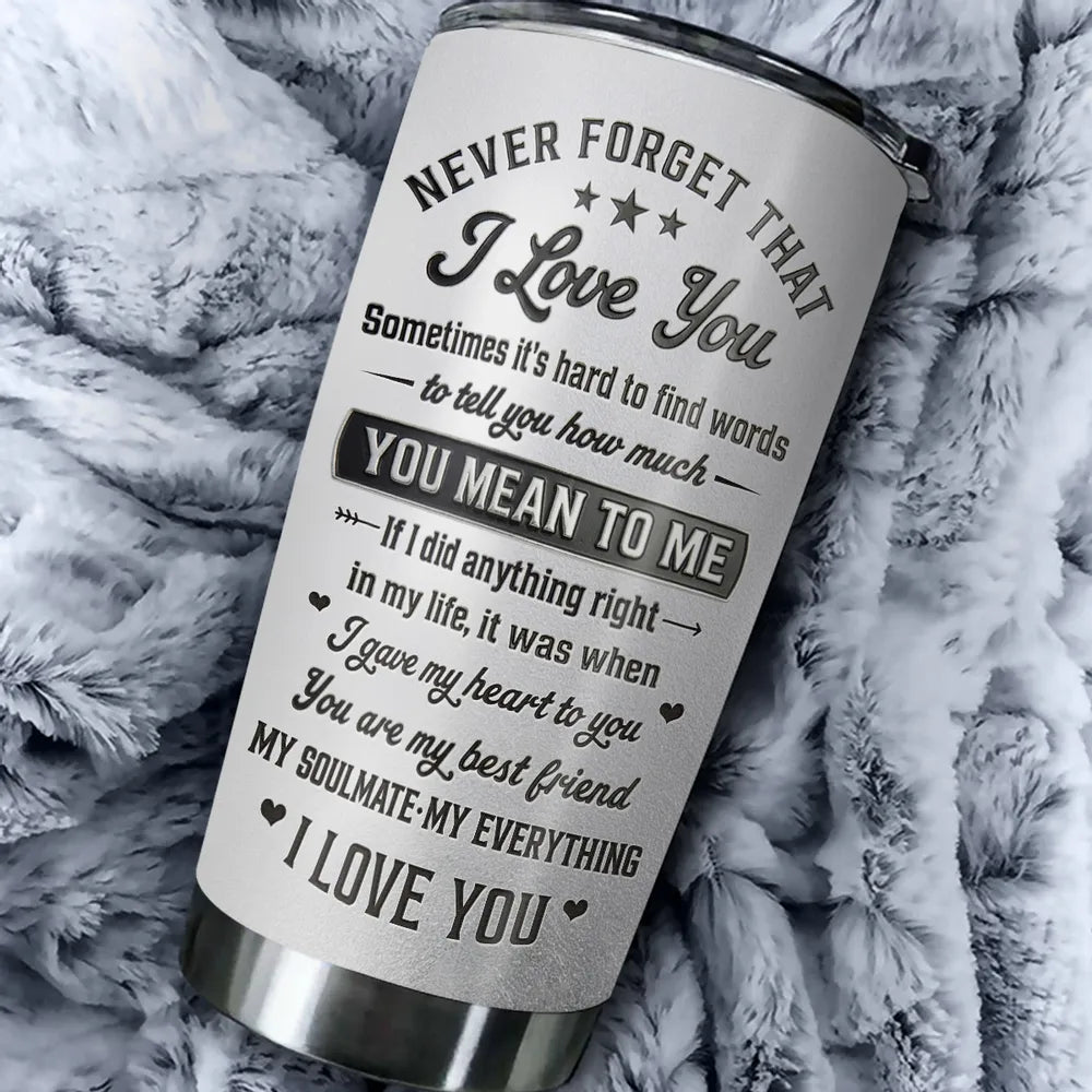 Insulated Travel Tumbler for Wife, Custom Hugging Couple Design, Creative Romantic Gift