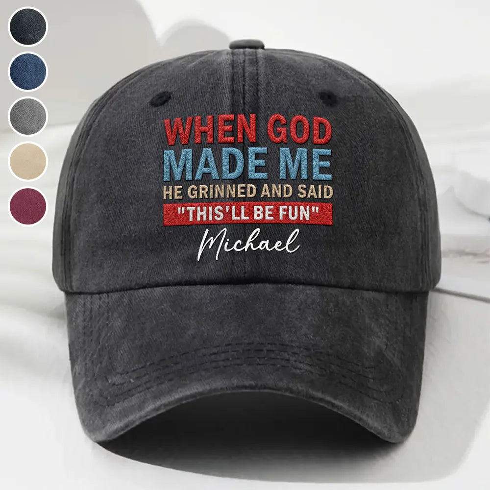 Personalized Washed Denim Baseball Cap With Funny Quote, Vintage Casual Unique Gift for Him