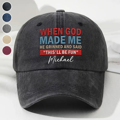 Personalized Washed Denim Baseball Cap With Funny Quote, Vintage Casual Unique Gift for Him