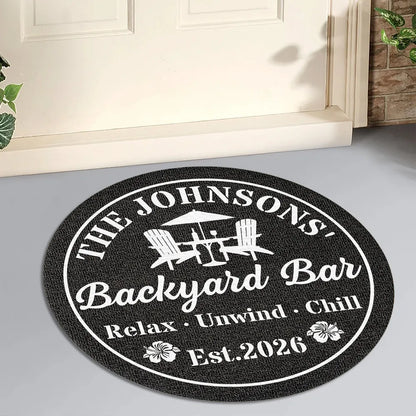Custom Shaped Doormat with Pool Chairs & Umbrella, Relax Unwind Chill, Creative Gift for Homeowners