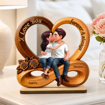 Personalized 2-Layer Wooden Plaque with Kissing Couple, Unique Creative Gift for Couple, Forever & Always