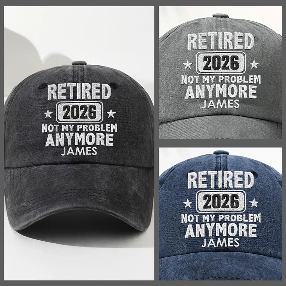Personalized Washed Denim Baseball Cap, Funny Retired Quote, Unique Creative Gift for Retiree