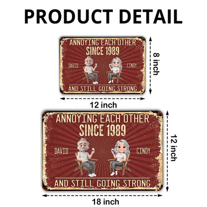Custom Metal Sign with Senior Couple Illustration, Still Going Strong Humor, Unique Gift for Husband & Wife