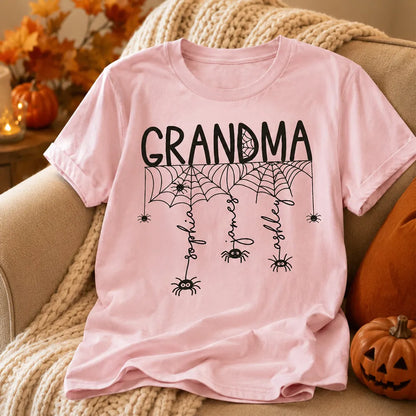Personalized Halloween Grandma Classic Tee, Spooky Spider Web Creative Gift for Grandma