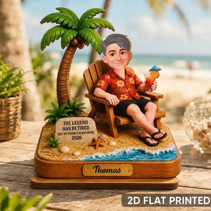 2-Layer Wooden Plaque with Tropical Retirement Humor, Creative Gift for Coworker, Dad or Husband