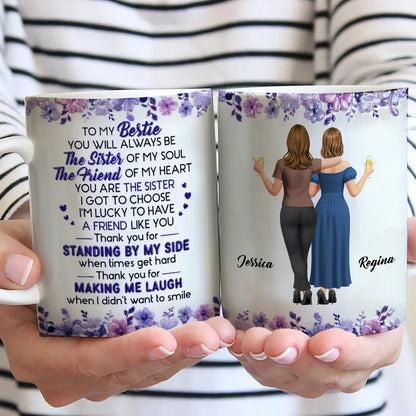 Custom Mug For Soul Sister, Two Friends Arm In Arm Design, Creative Gift For Coffee & Tea Moments