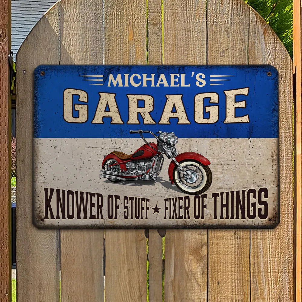 Custom Rectangular Iron Sign, Knower of Stuff Garage Decor, Creative Gift for Car Enthusiast