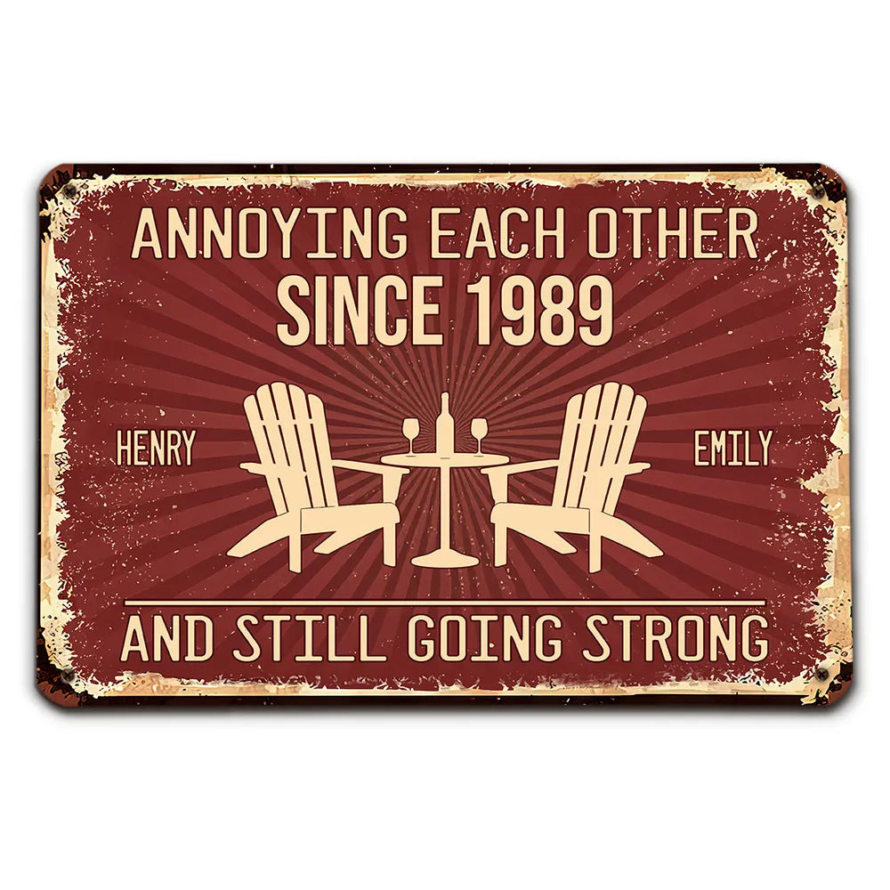 Personalized Rectangular Iron Sign, Vintage Couple Humor With Adirondack Chairs, Unique Gift for Couple