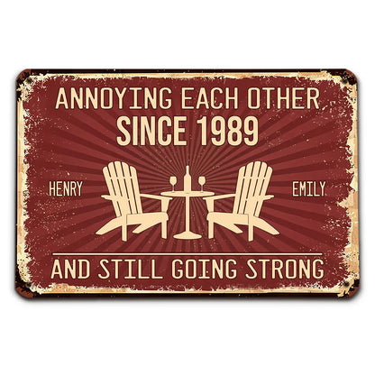 Personalized Rectangular Iron Sign, Vintage Couple Humor With Adirondack Chairs, Unique Gift for Couple