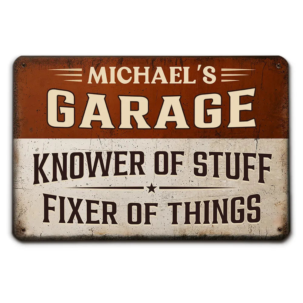 Custom Iron Sign For Garage Or Workshop, Fixer Of Things Quote, Unique Gift For A Handyman