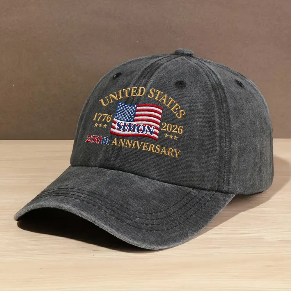 Washed Denim Baseball Cap with American Flag Design, Personalized Creative Gift for Dad, Husband & Friend