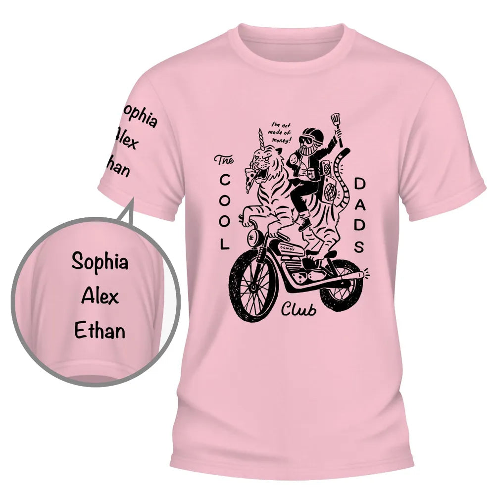Personalized Dual Print Classic Tee, Cool Dads Club Motorcycle Graphic, Unique Gift for Dad