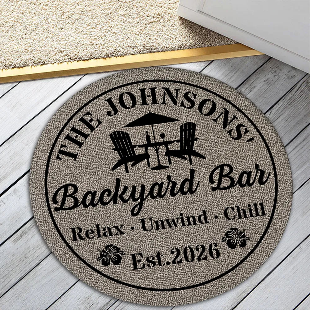 Custom Shaped Doormat with Pool Chairs & Umbrella, Relax Unwind Chill, Creative Gift for Homeowners