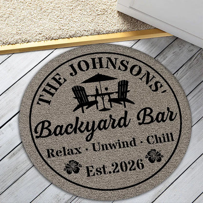 Custom Shaped Doormat with Pool Chairs & Umbrella, Relax Unwind Chill, Creative Gift for Homeowners