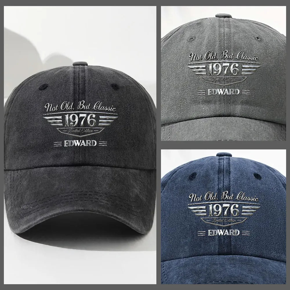 Old But Gold Washed Denim Baseball Cap, Custom Not Old But Classic Creative Gift for Dad