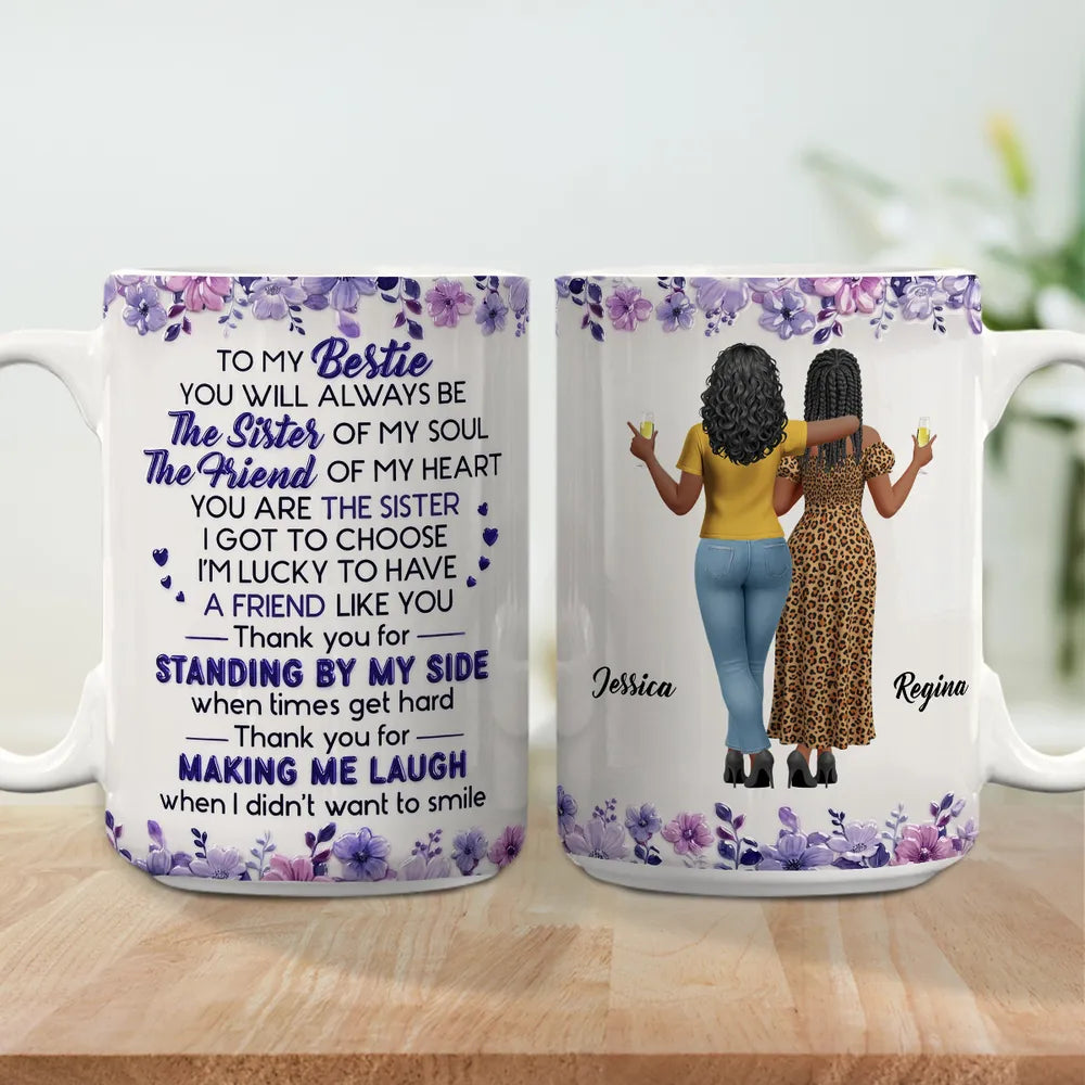 Custom Mug For Soul Sister, Two Friends Arm In Arm Design, Creative Gift For Coffee & Tea Moments