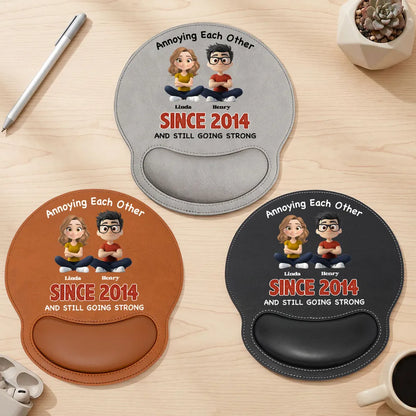 Personalized Wrist Rest Mouse Pad With Cute Sitting Couple, Unique Creative Gift For Couples
