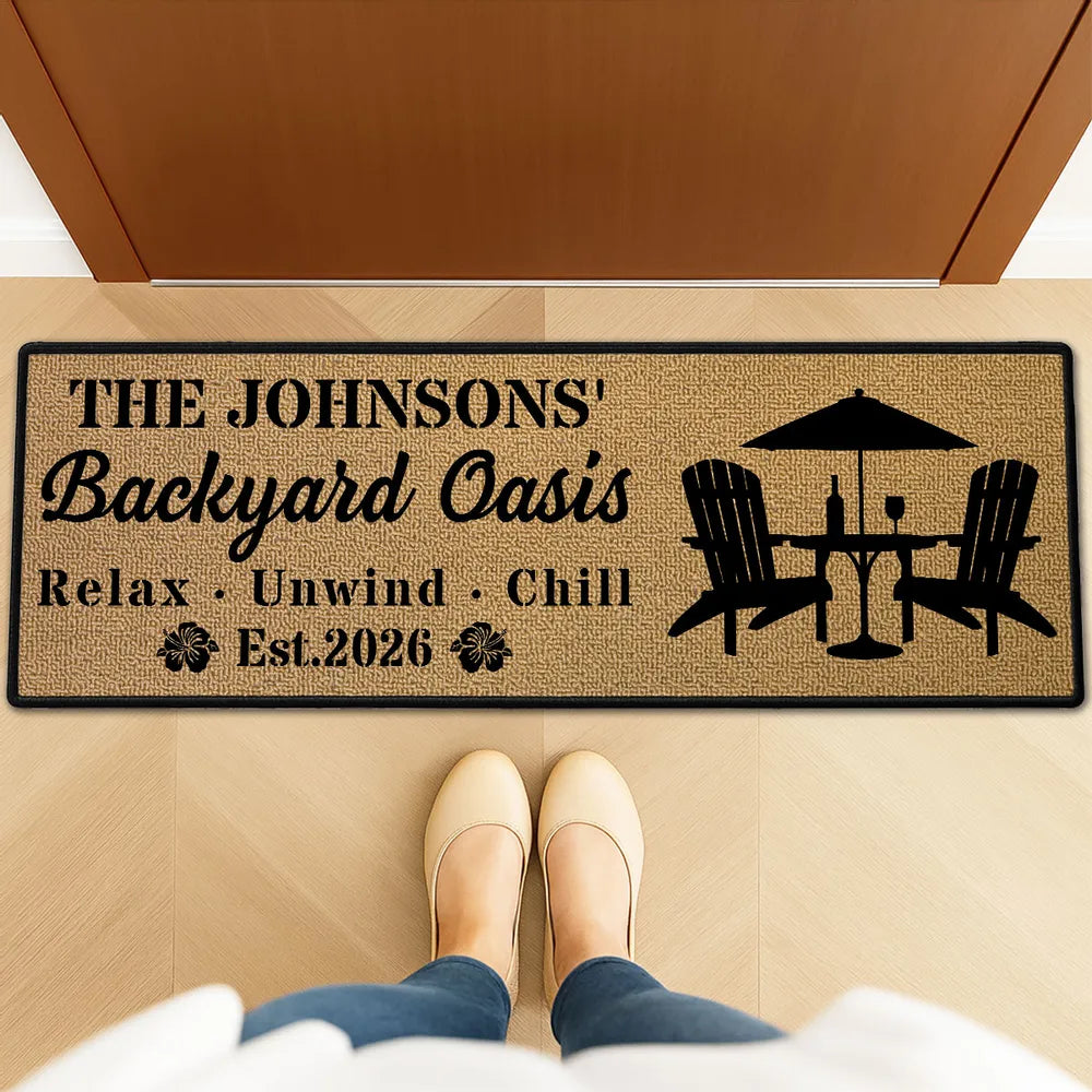 Personalized Standard Doormat with Relax Unwind Chill Patio Design, Creative Gift for Outdoor Entryway