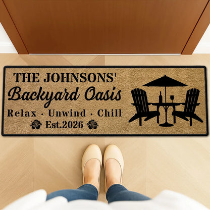 Personalized Standard Doormat with Relax Unwind Chill Patio Design, Creative Gift for Outdoor Entryway