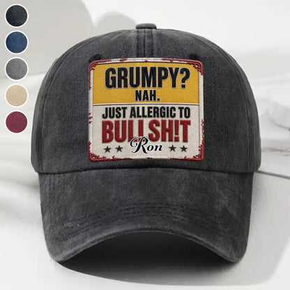 Washed Denim Baseball Cap With Custom Vintage Look, Funny Everyday Gift For Someone With A Dry Sense Of Humor