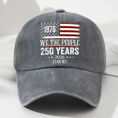 We The People - Personalized Custom Vintage Washed Denim Cap