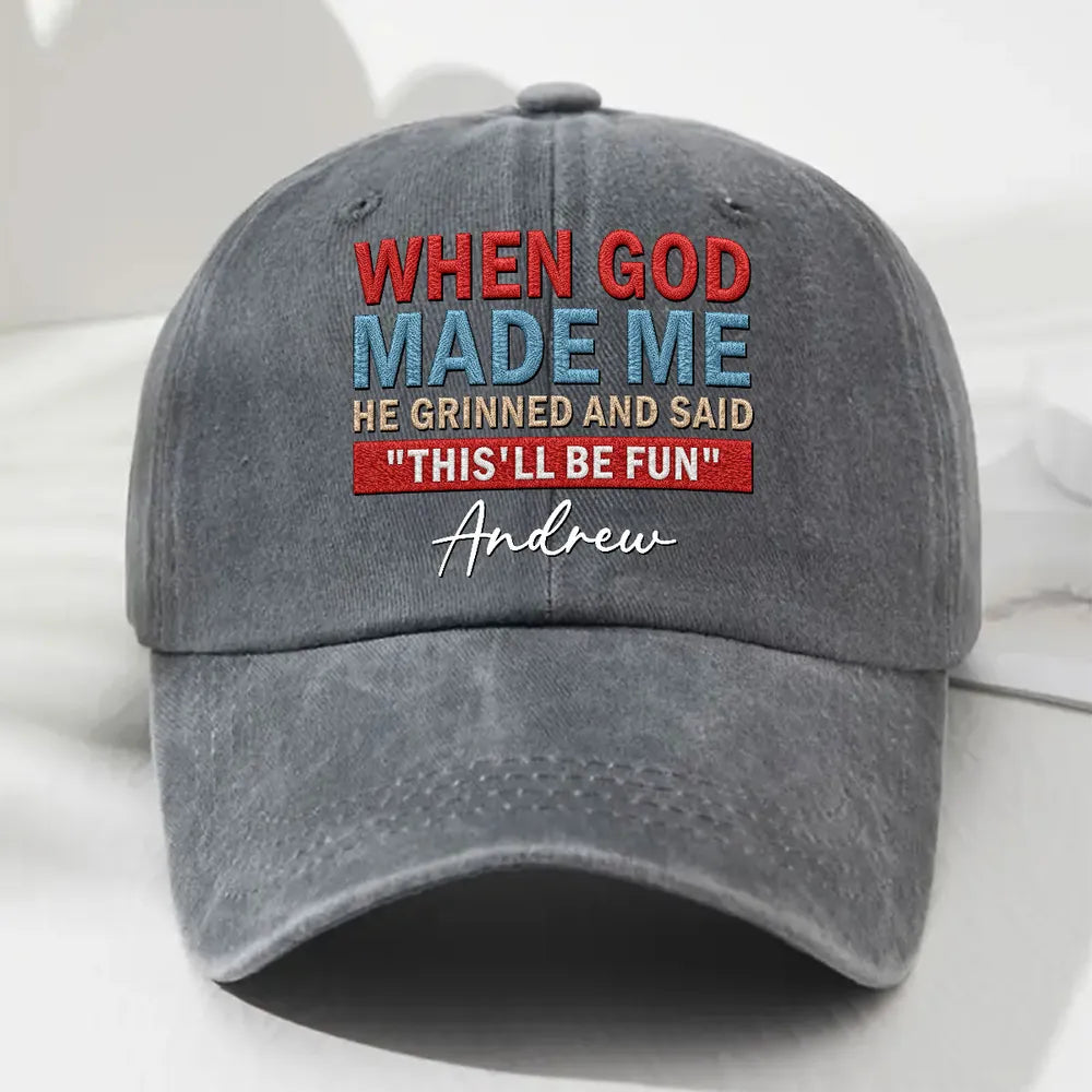 Personalized Washed Denim Baseball Cap With Funny Quote, Vintage Casual Unique Gift for Him