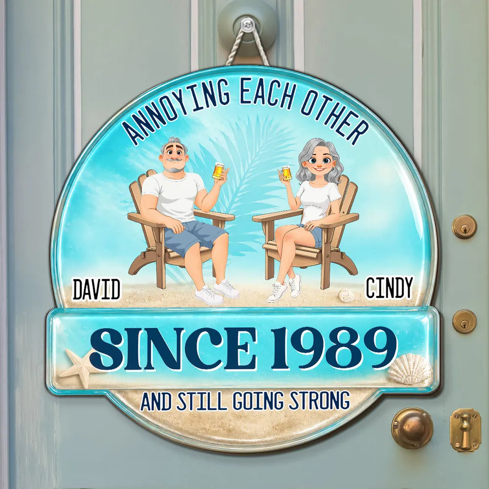 Personalized Wooden Sign, Annoying Each Other Beach Couple Design, Unique Gift for Couples
