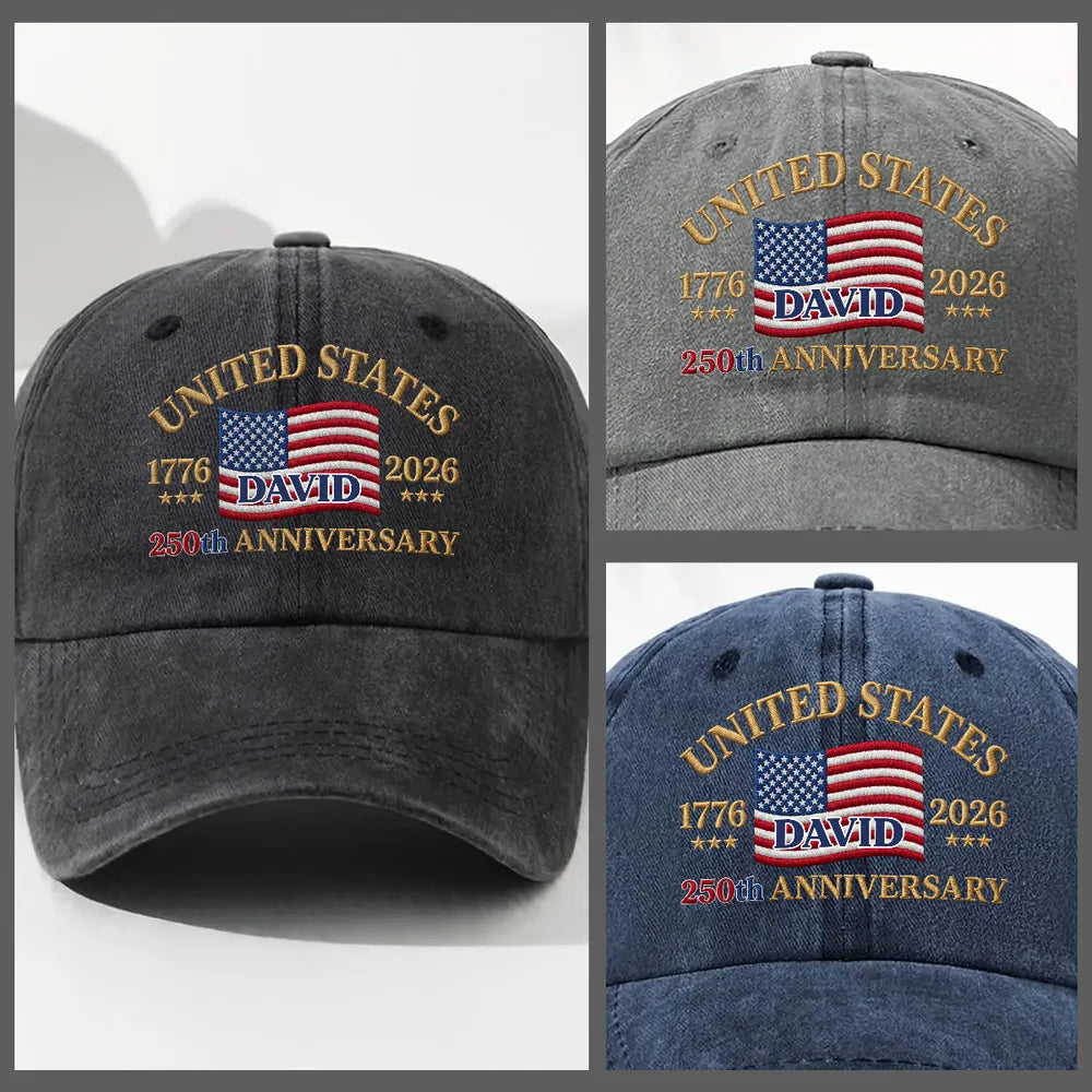 Washed Denim Baseball Cap with American Flag Design, Personalized Creative Gift for Dad, Husband & Friend