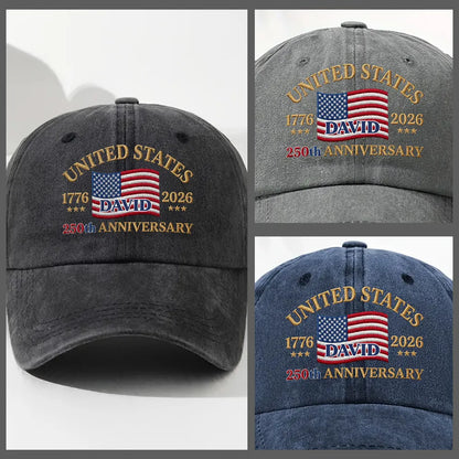 Washed Denim Baseball Cap with American Flag Design, Personalized Creative Gift for Dad, Husband & Friend