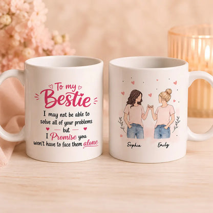 Personalized Ceramic Mug, Pinky Promise Bestie Illustration, Unique Creative Gift for Best Friend