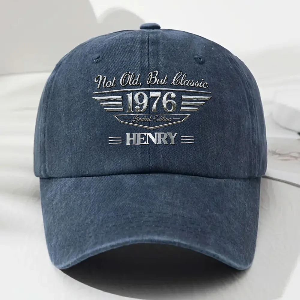 Old But Gold Washed Denim Baseball Cap, Custom Not Old But Classic Creative Gift for Dad