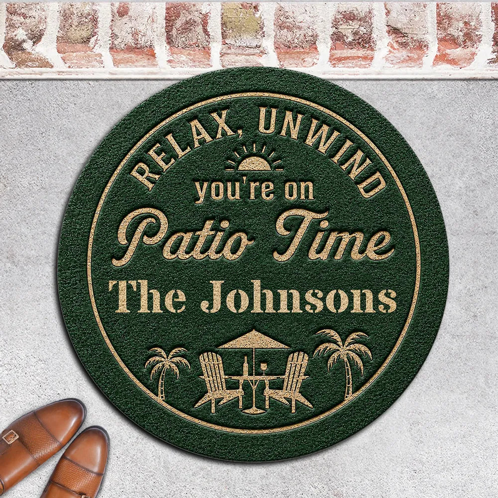 Personalized Relax & Unwind Shaped Doormat, Patio Chair Design, Unique Gift for Family Home