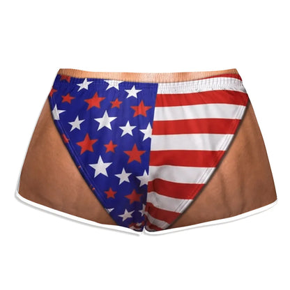 Personalized Men's Beach Shorts with Funny American Flag Print, Creative Gift for Boyfriend or Husband