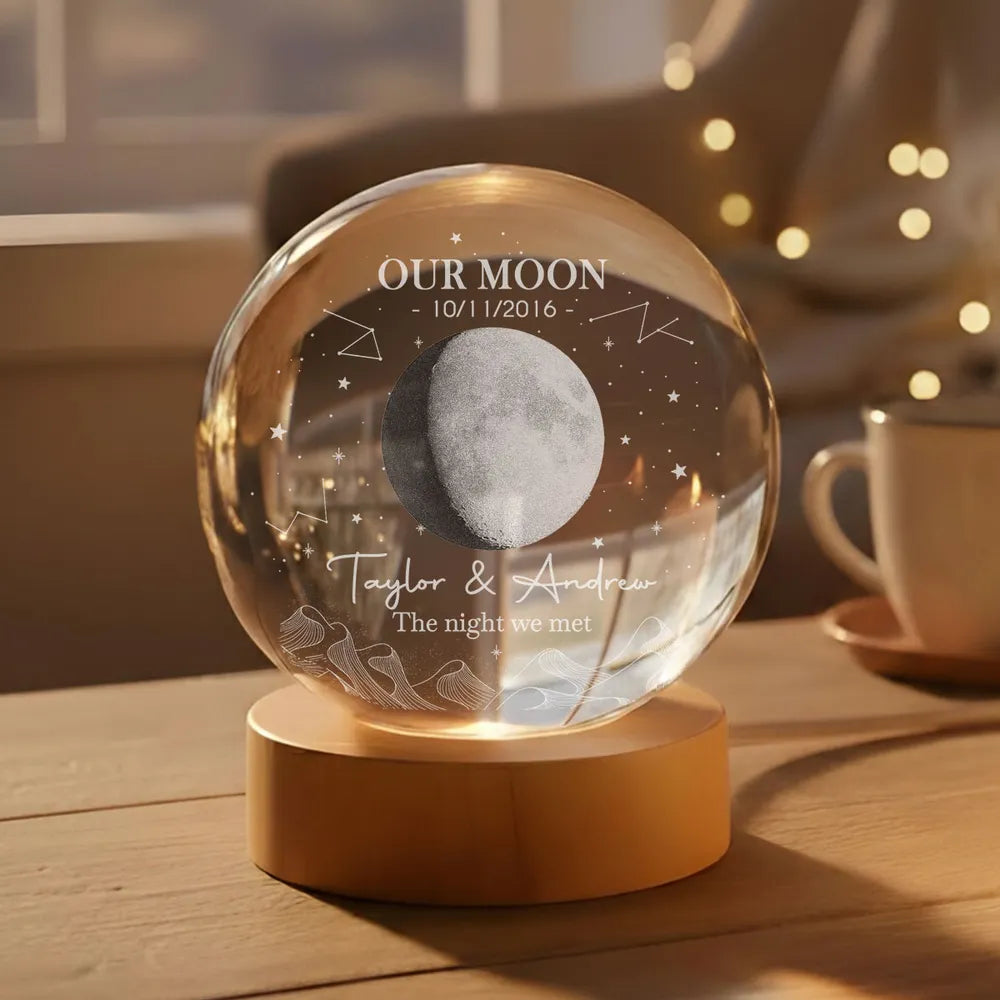 Personalized Moon Globe Lamp, Starry Custom Design for Couple, Unique Romantic Gift