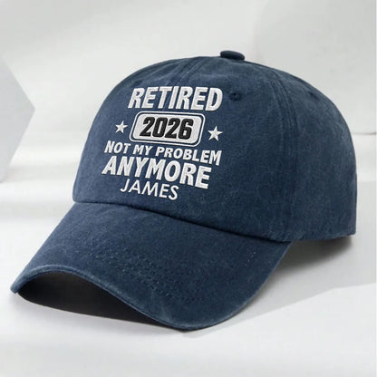 Personalized Washed Denim Baseball Cap, Funny Retired Quote, Unique Creative Gift for Retiree