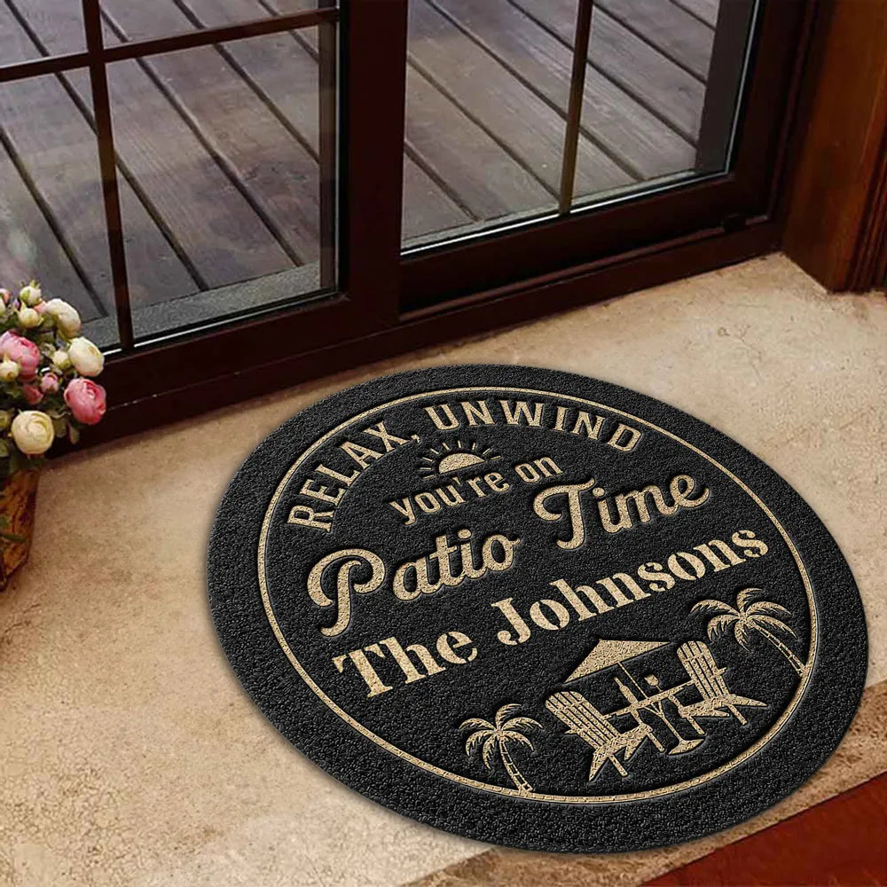 Personalized Relax & Unwind Shaped Doormat, Patio Chair Design, Unique Gift for Family Home