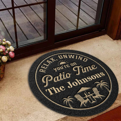 Personalized Relax & Unwind Shaped Doormat, Patio Chair Design, Unique Gift for Family Home