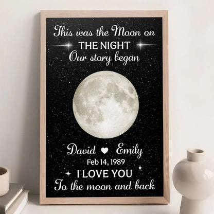 Personalized Moon Poster, Starry Night Love Story, Unique Gift for Couple With To the Moon and Back