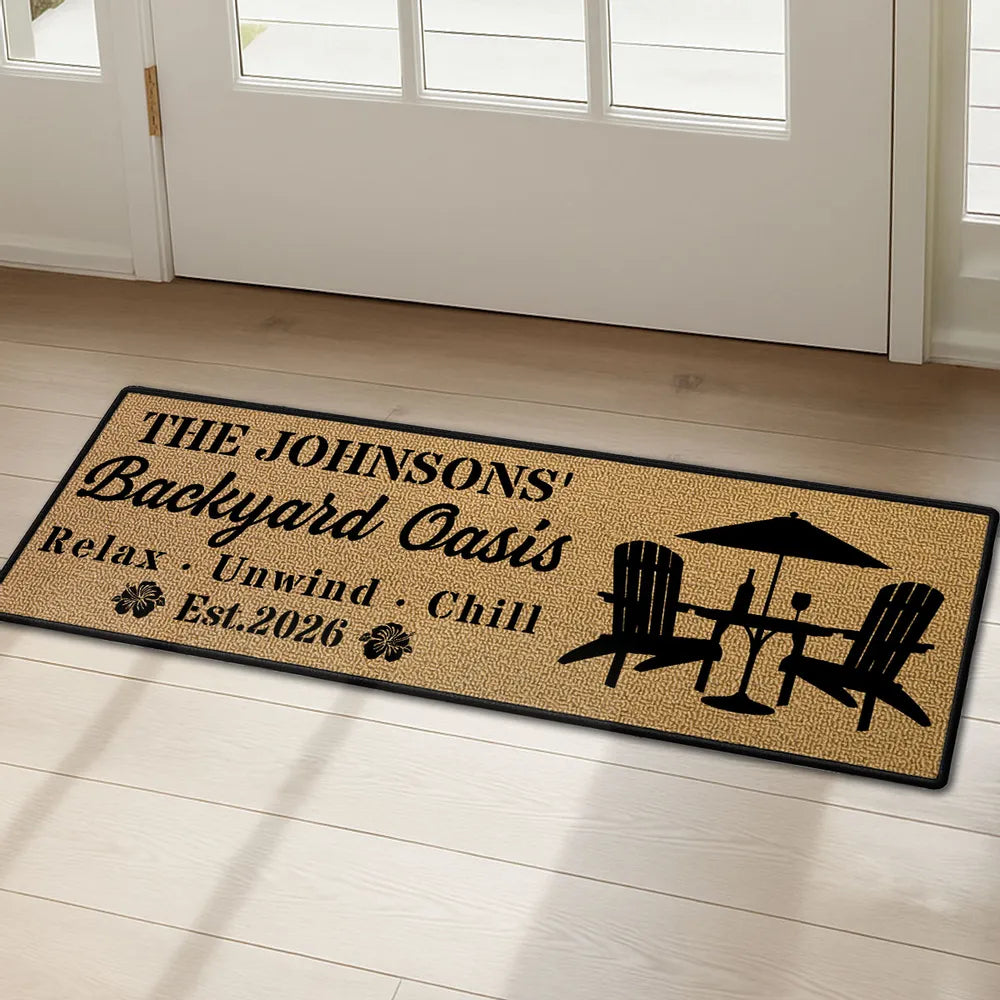 Personalized Standard Doormat with Relax Unwind Chill Patio Design, Creative Gift for Outdoor Entryway