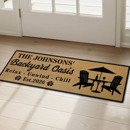 Personalized Standard Doormat with Relax Unwind Chill Patio Design, Creative Gift for Outdoor Entryway