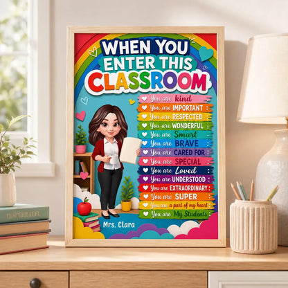 Personalized Teacher Canvas, Colorful Classroom Welcome, Unique Creative Gift for Back to School
