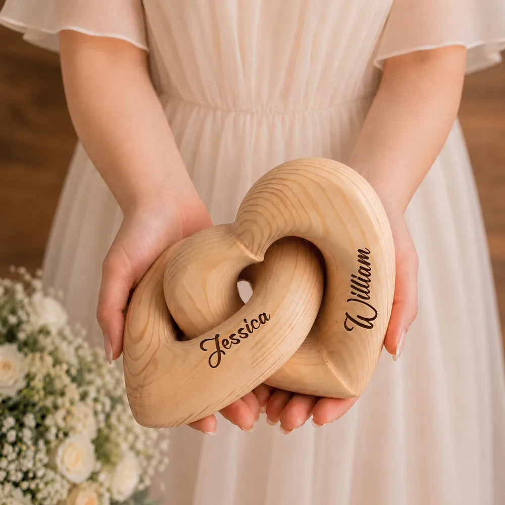 Personalized Engraved Infinity Heart Sculpture, Unique Creative Gift for Couple, Warm Neutral Decor