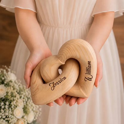 Personalized Engraved Infinity Heart Sculpture, Unique Creative Gift for Couple, Warm Neutral Decor
