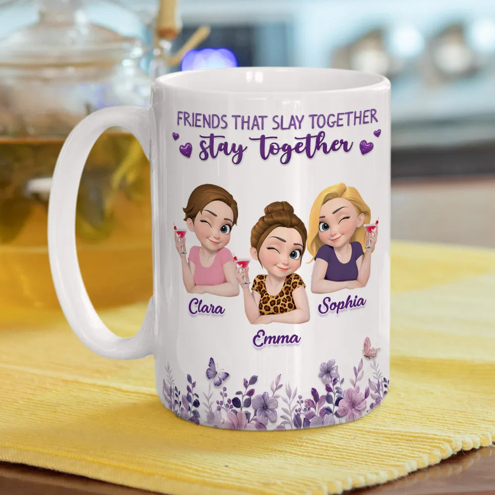 Personalized Ceramic Mug, Friends That Slay Together Design, Unique Gift for Close Friend
