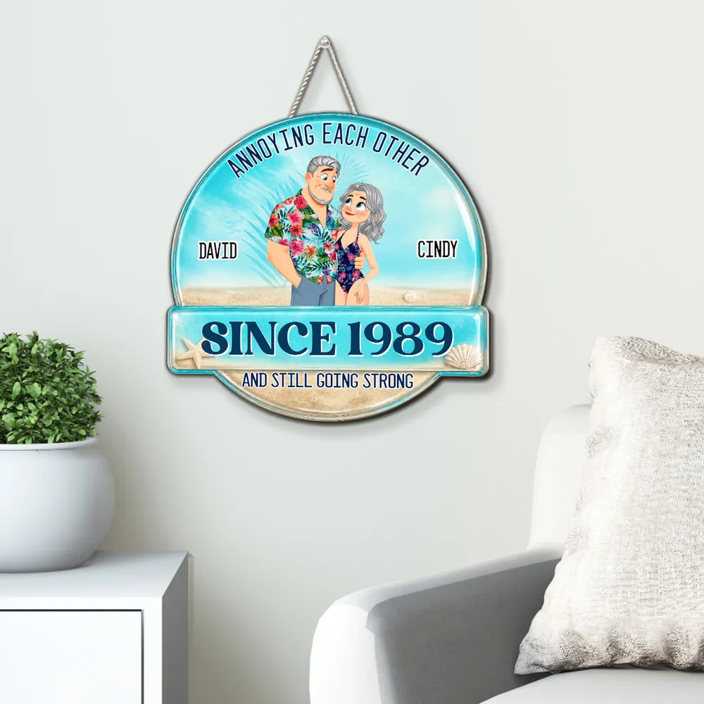 Personalized Wooden Sign, Beach Couple Standing Design, Unique Creative Gift for Couples