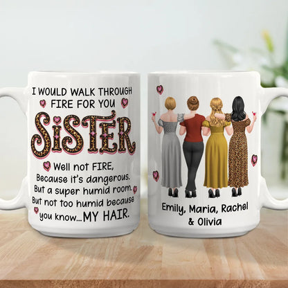 Personalized Bestie Ceramic Mug With Funny Fire Quote & Back View Friends, Unique Gift for Best Friend