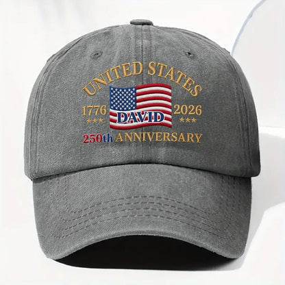 Washed Denim Baseball Cap with American Flag Design, Personalized Creative Gift for Dad, Husband & Friend