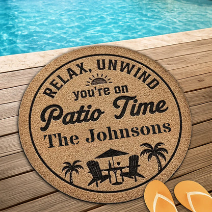 Personalized Relax & Unwind Shaped Doormat, Patio Chair Design, Unique Gift for Family Home