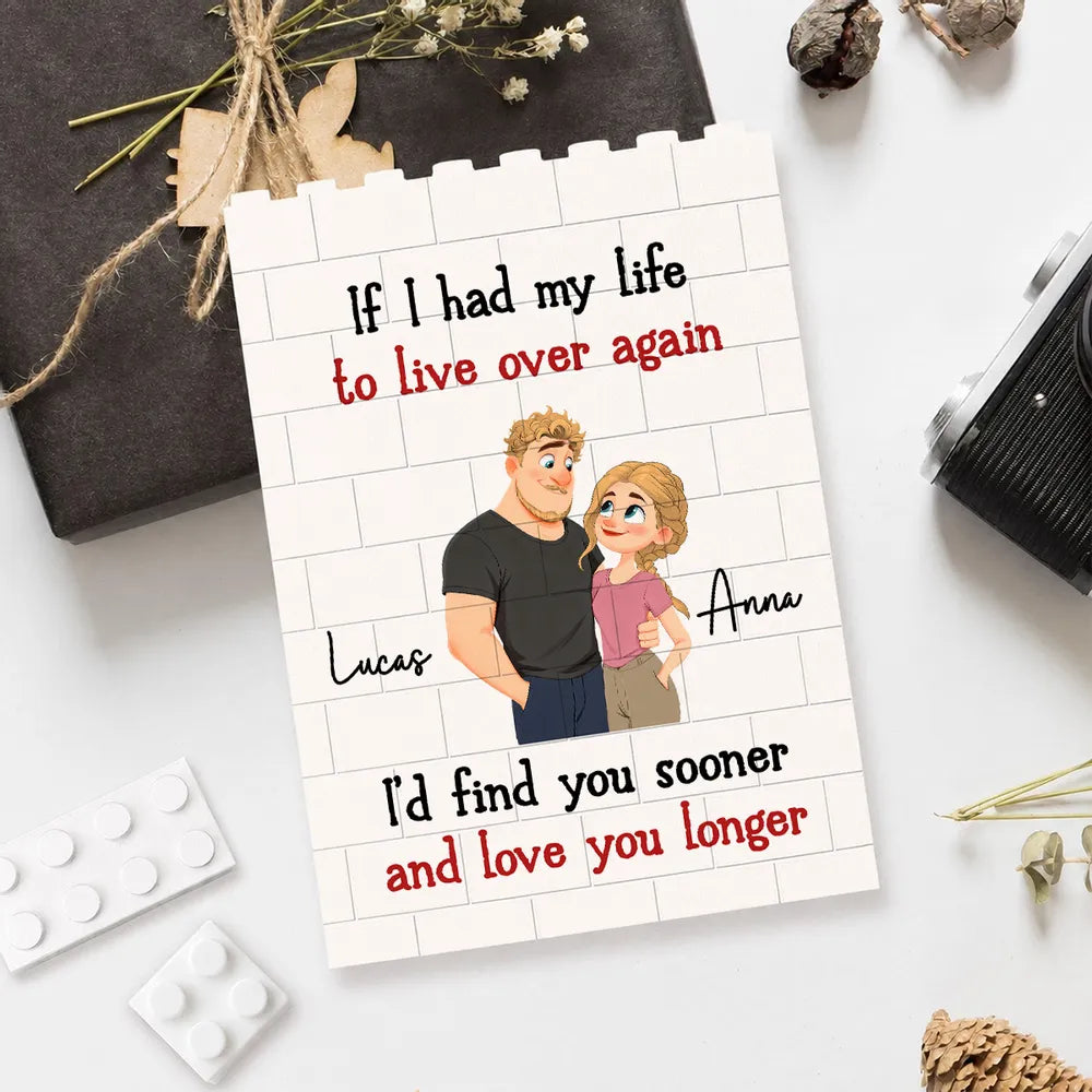 Personalized Building Brick Puzzle With Romantic Couple Art, Unique Creative Gift For Partner